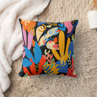Modern colorful tropical floral pattern. Cute bota Throw Pillow