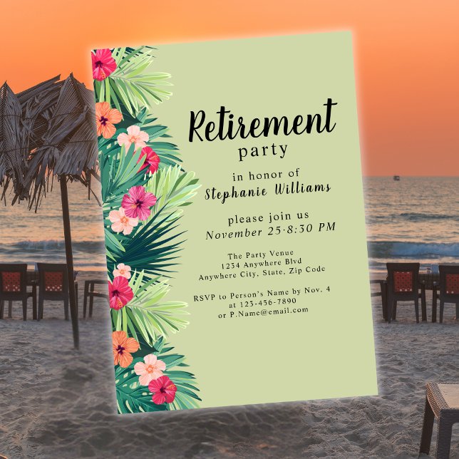 Modern Colorful Tropical Flower Retirement Party Invitation (Creator Uploaded)