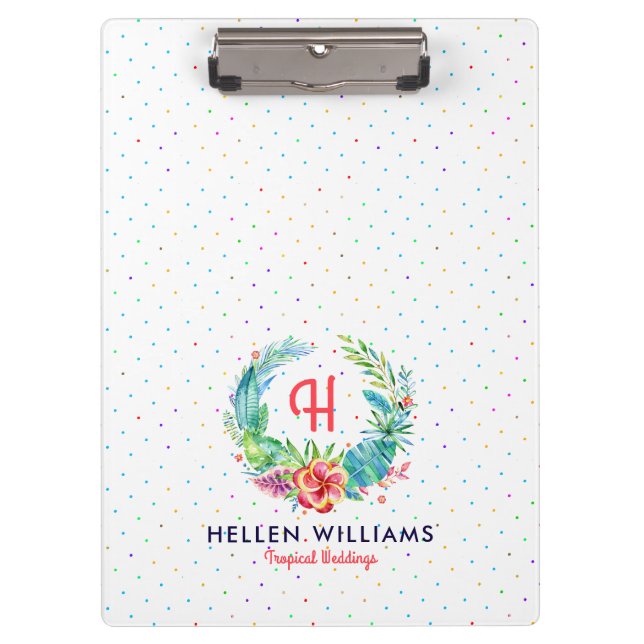 Modern colorful tropical flowers wreath clipboard (Front)
