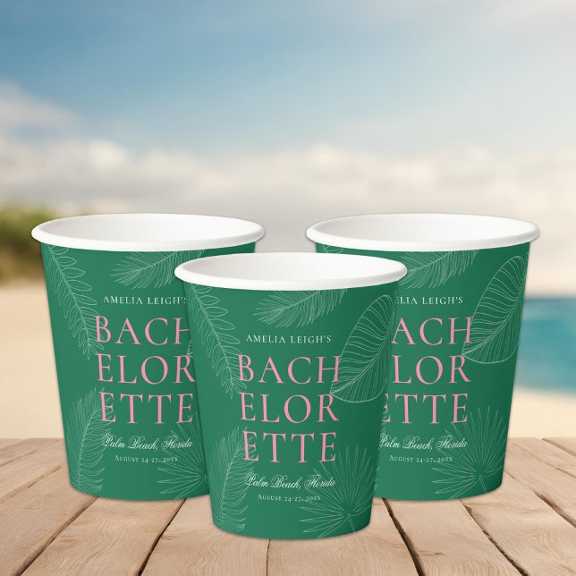 Modern Colorful  Tropical Palm Leaves Bachelorette Paper Cups (Creator Uploaded)
