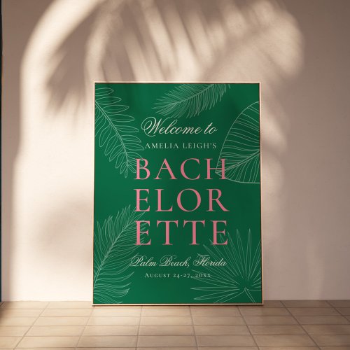 Modern Colorful  Tropical Palm Leaves Bachelorette Poster