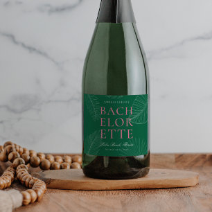Modern Colorful  Tropical Palm Leaves Bachelorette Sparkling Wine Label