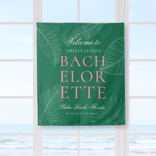 Modern Colorful  Tropical Palm Leaves Bachelorette Tapestry