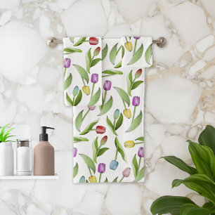 Modern Colorful Tulip Bath Towel Set