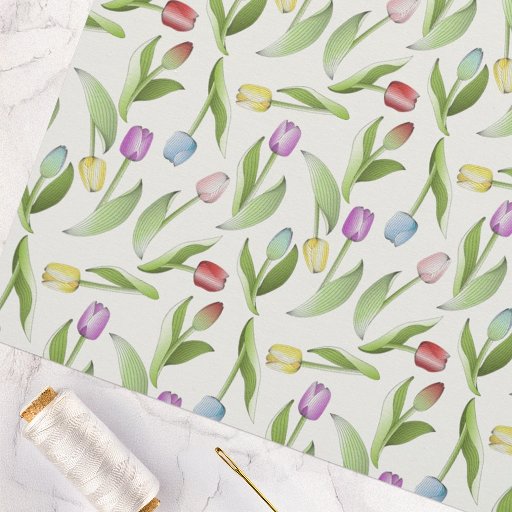Modern Colorful Tulip Botanical Flower Fabric