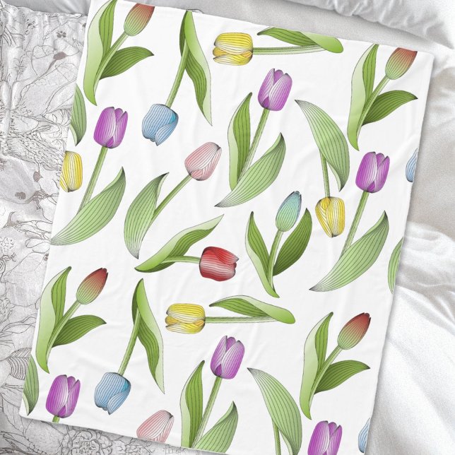 Modern Colorful Tulip Fleece Blanket (Creator Uploaded)