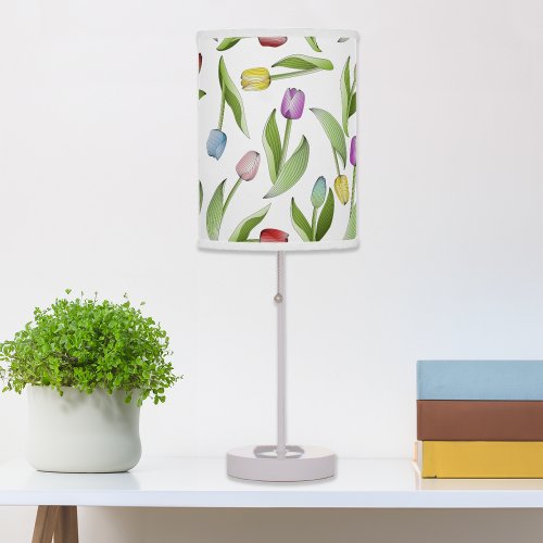 Modern Colorful Tulip Floral Pattern Table Lamp