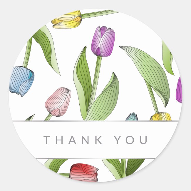 Modern Colorful Tulip Flower Thank You