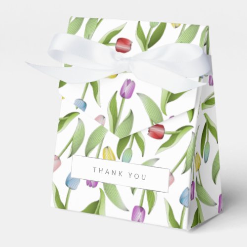 Modern Colorful Tulip Flower Thank You Favor Boxes