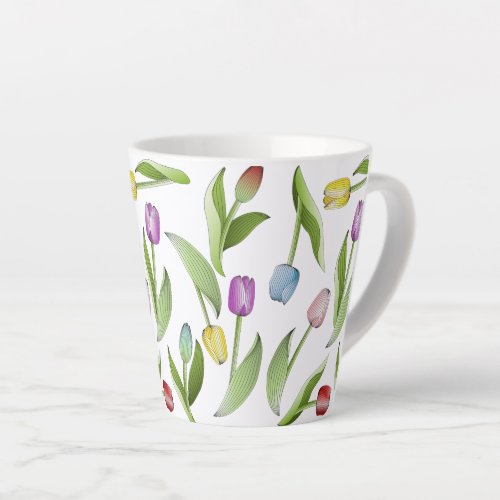 Modern Colorful Tulip Pattern Latte Mug