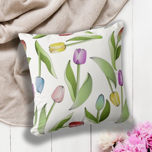 Modern Colorful Tulip Throw Pillow