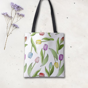 Modern Colorful Tulip Tote Bag