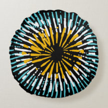 Modern Colorful Turquoise Round Throw Pillow