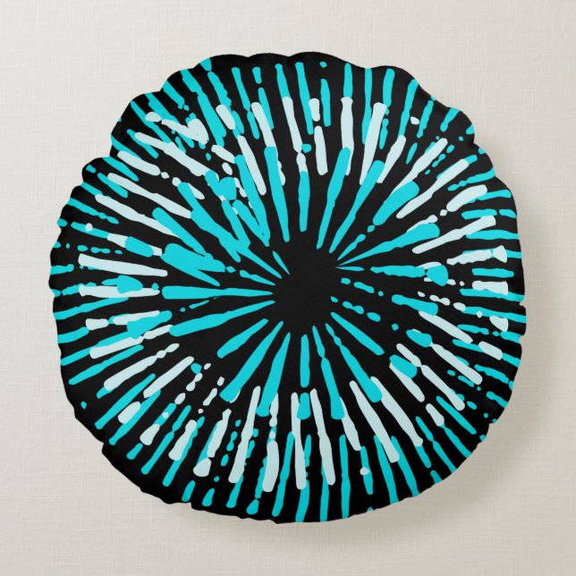 Modern Colorful Turquoise Round Throw Pillow (Front)