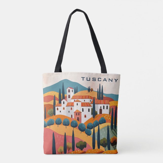 Modern Colorful Tuscany Painting Italy Travel Tote Bag (Back)