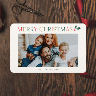 Modern Colorful Type Photo Christmas Holiday Magnet