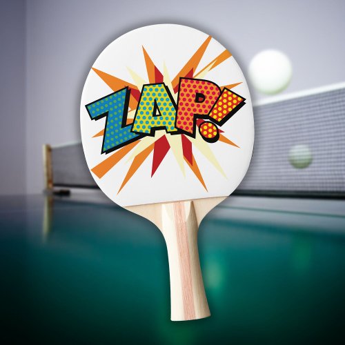 Modern Colorful Typographic ZAP Comic Book Ping Pong Paddle