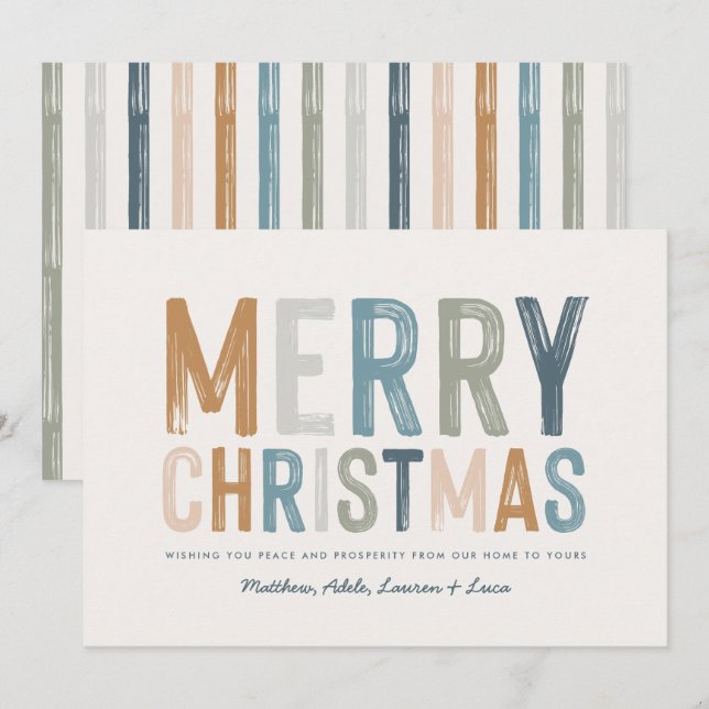 Modern colorful typography Christmas photo Holiday Card (Front/Back)