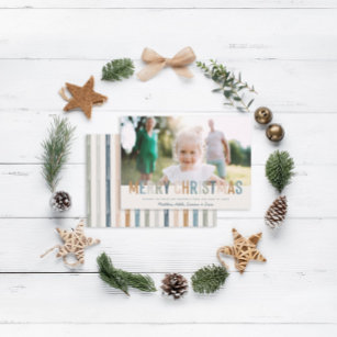 Modern colorful typography Christmas photo Holiday Card