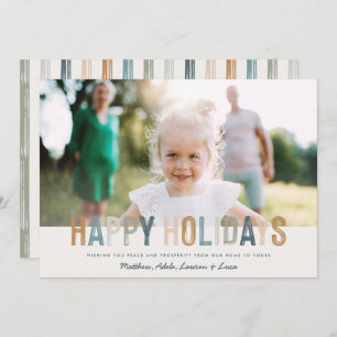 Modern colorful typography happy holidays photo holiday card