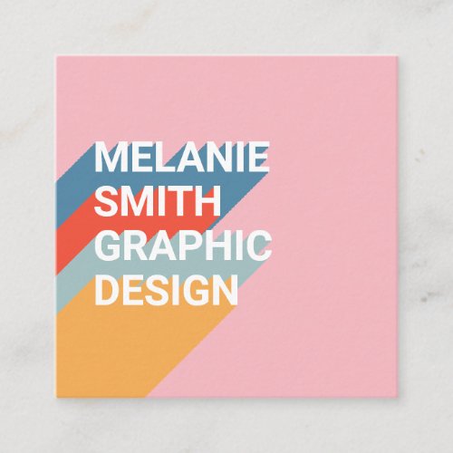 Modern colorful typography pastel minimal designer square business card