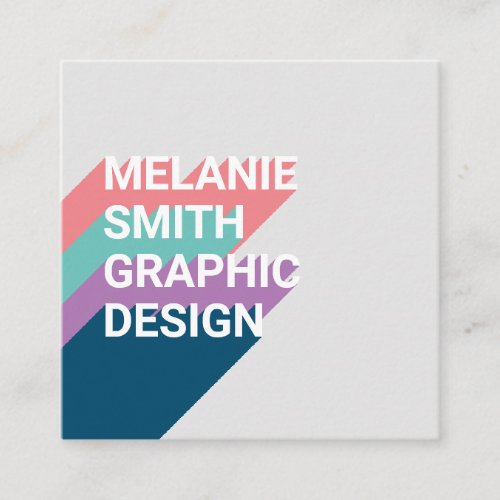Modern colorful typography pastel minimal designer square business card