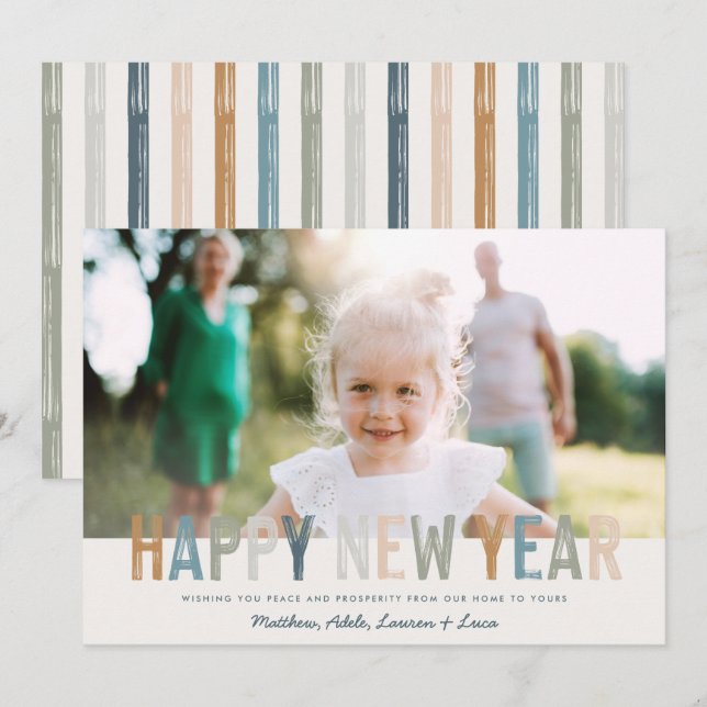 Modern colorful typography photo new year (Front/Back)