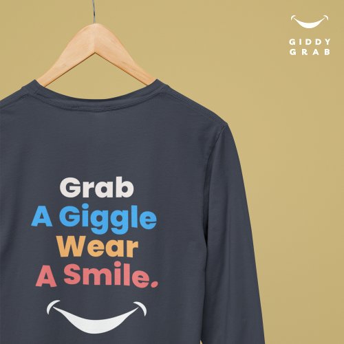 Modern Colorful Typography Smile Simple Navy T_Shirt