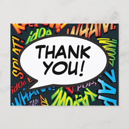 Modern Colorful Typography Thank You Announcement Postcard