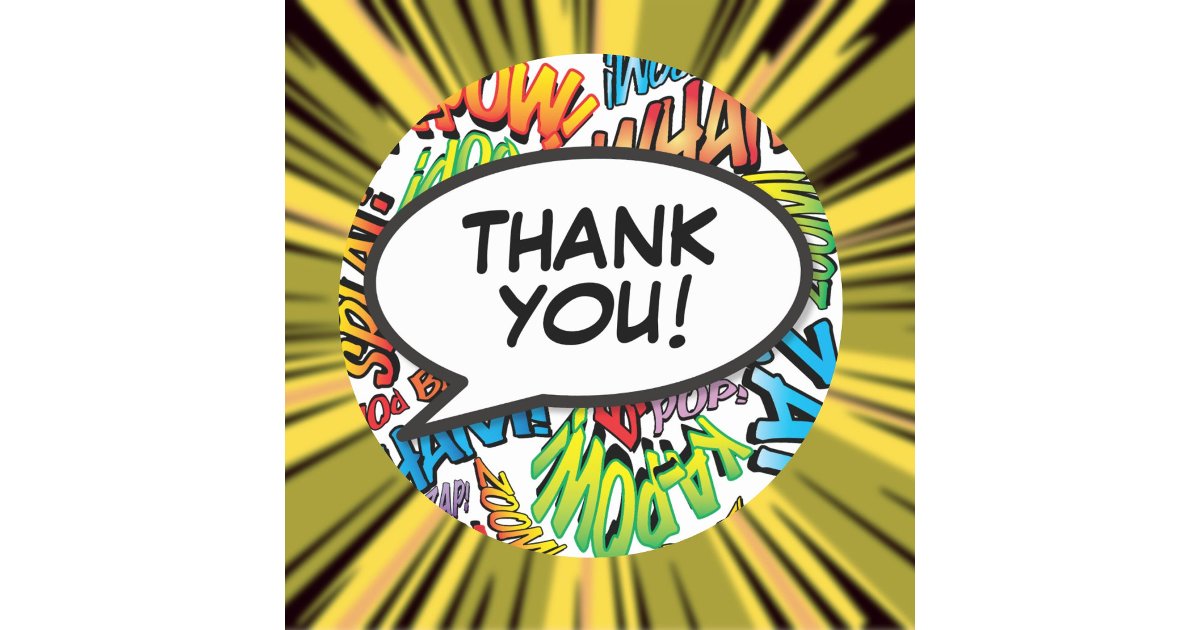 Modern Colorful Typography Thank You Speech Bubble Classic Round ...