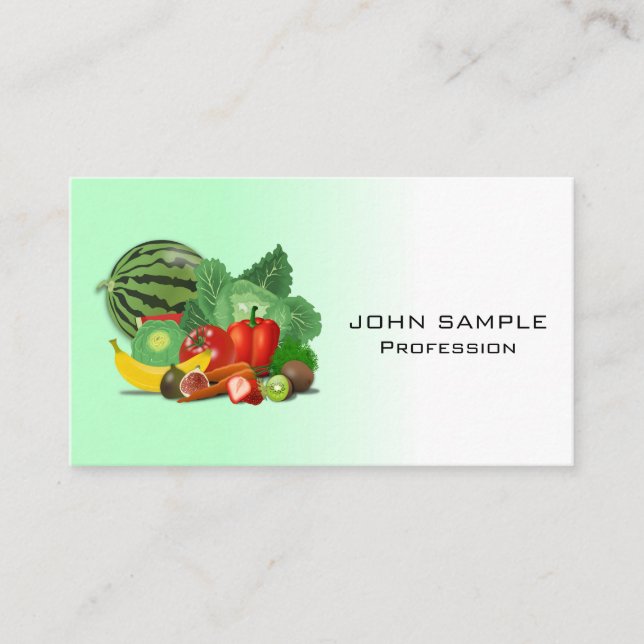 Modern Colorful Vegetables Fruits Nutritionist Business Card (Front)