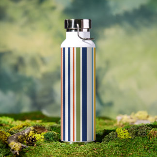 Modern Colorful Vertical Stripe Pattern Water Bottle