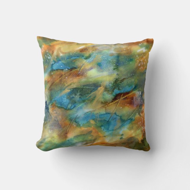 Modern Colorful Watercolor Abstract Art Throw Pillow (Front)