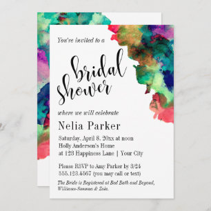 Modern Colorful Watercolor Bridal Shower 1 Invitation