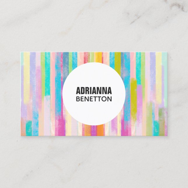 Modern colorful watercolor brushstrokes stripes business card (Front)