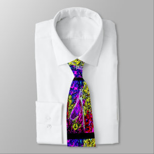 Modern colorful watercolor dragon fly neck tie