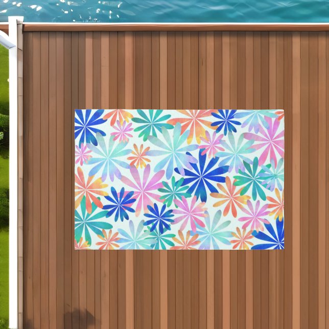 Modern Colorful Watercolor Floral Outdoor Rug (Insitu (Outdoor 1))