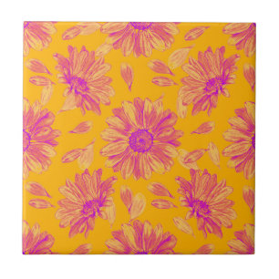 Modern Colorful Watercolor Floral Pattern Ceramic Tile