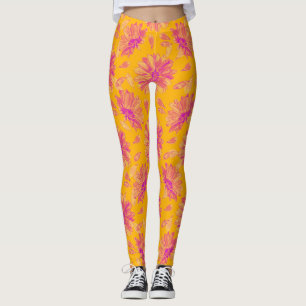 Modern Colorful Watercolor Floral Pattern Leggings