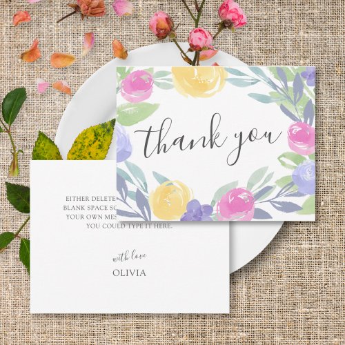 Modern Colorful Watercolor Floral Thank you 