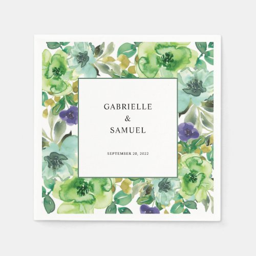 Modern Colorful Watercolor Floral Wedding Napkins