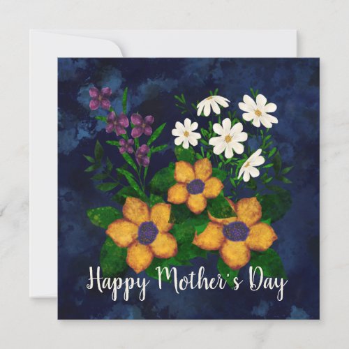Modern Colorful Watercolor Florals Motherâs Day   Holiday Card