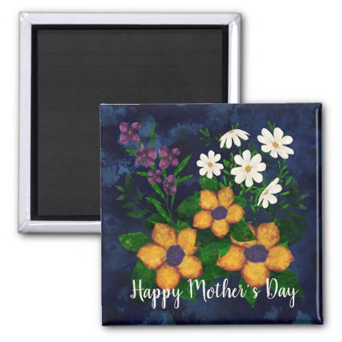 Modern Colorful Watercolor Florals Mothers Day Magnet