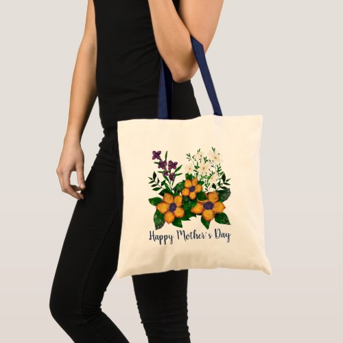 Modern Colorful Watercolor Florals Mothers Day Tote Bag