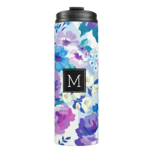 Modern Colorful Watercolor Flowers Pattern Thermal Tumbler