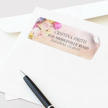 Modern Colorful Watercolor Flowers Wedding Address Label by ReadyCardCard at Zazzle