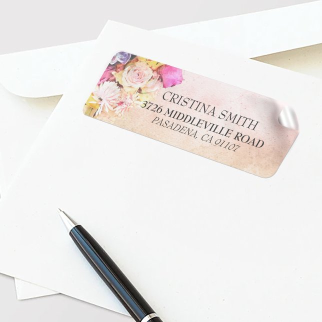 Modern Colorful Watercolor Flowers Wedding Address Label (Creator Uploaded)