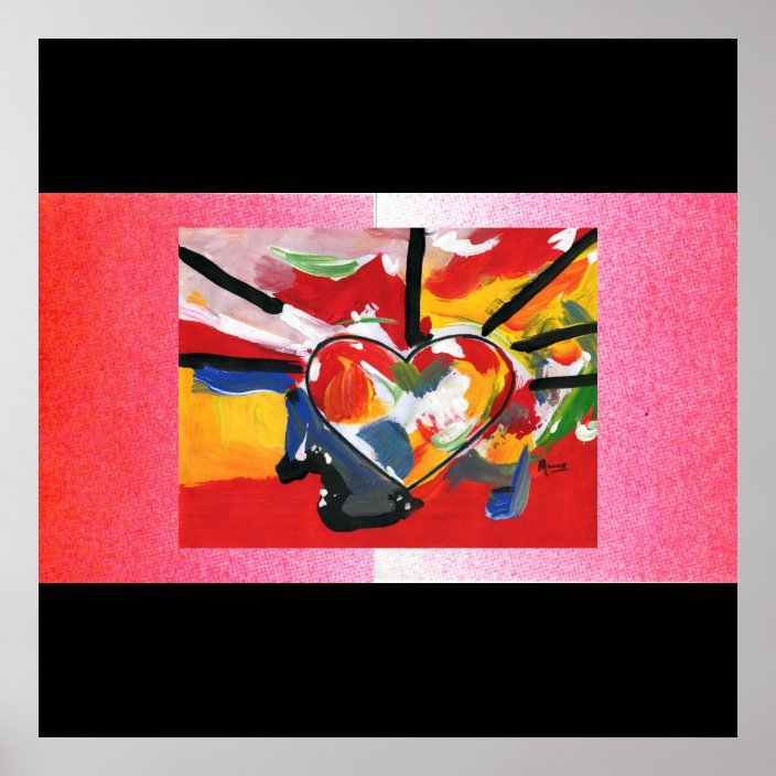 Modern Colorful Watercolor Heart Abstract Poster Zazzle Com