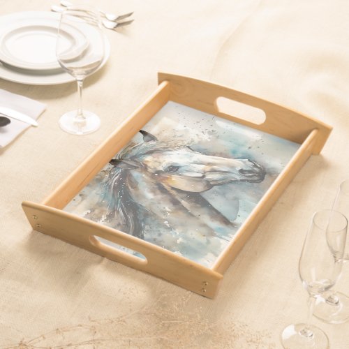 Modern Colorful Watercolor Horse Equestrian Serving Tray