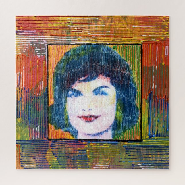 Modern colorful watercolor Jackie Kennedy collage Jigsaw Puzzle (Vertical)